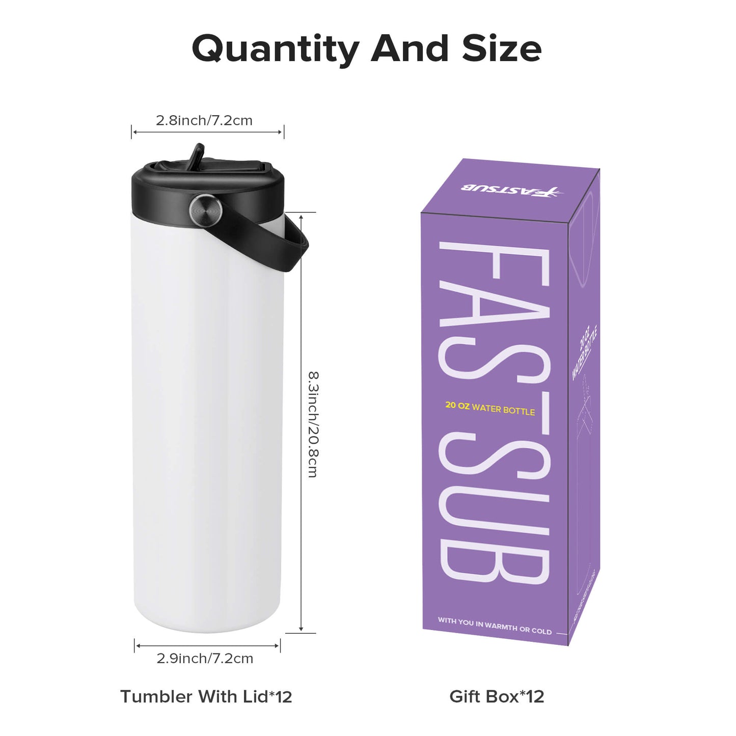 20 oz Sublimation Sports Water Bottle | 12 Pack