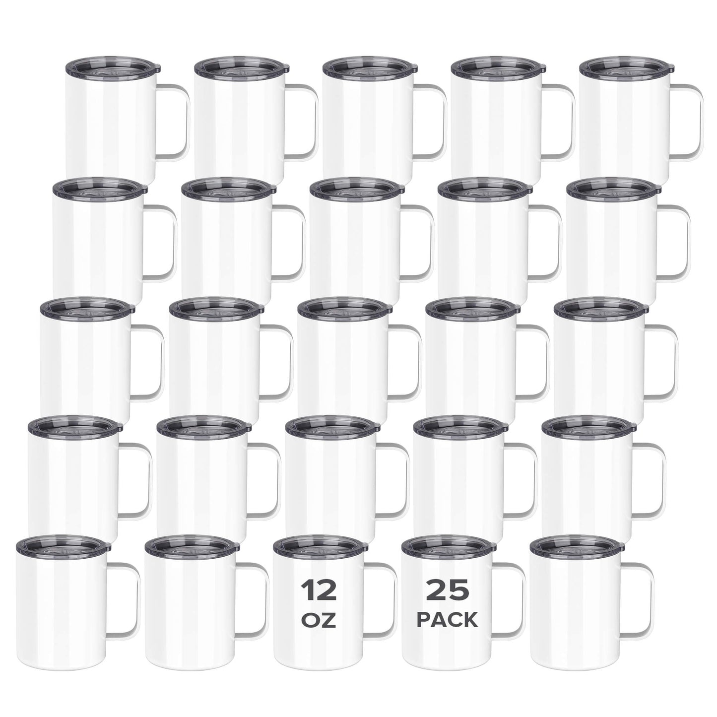 12 oz Sublimation Coffee Mugs | 25 Pack - FASTSUB, Sublimation Coffee Mugs with lids