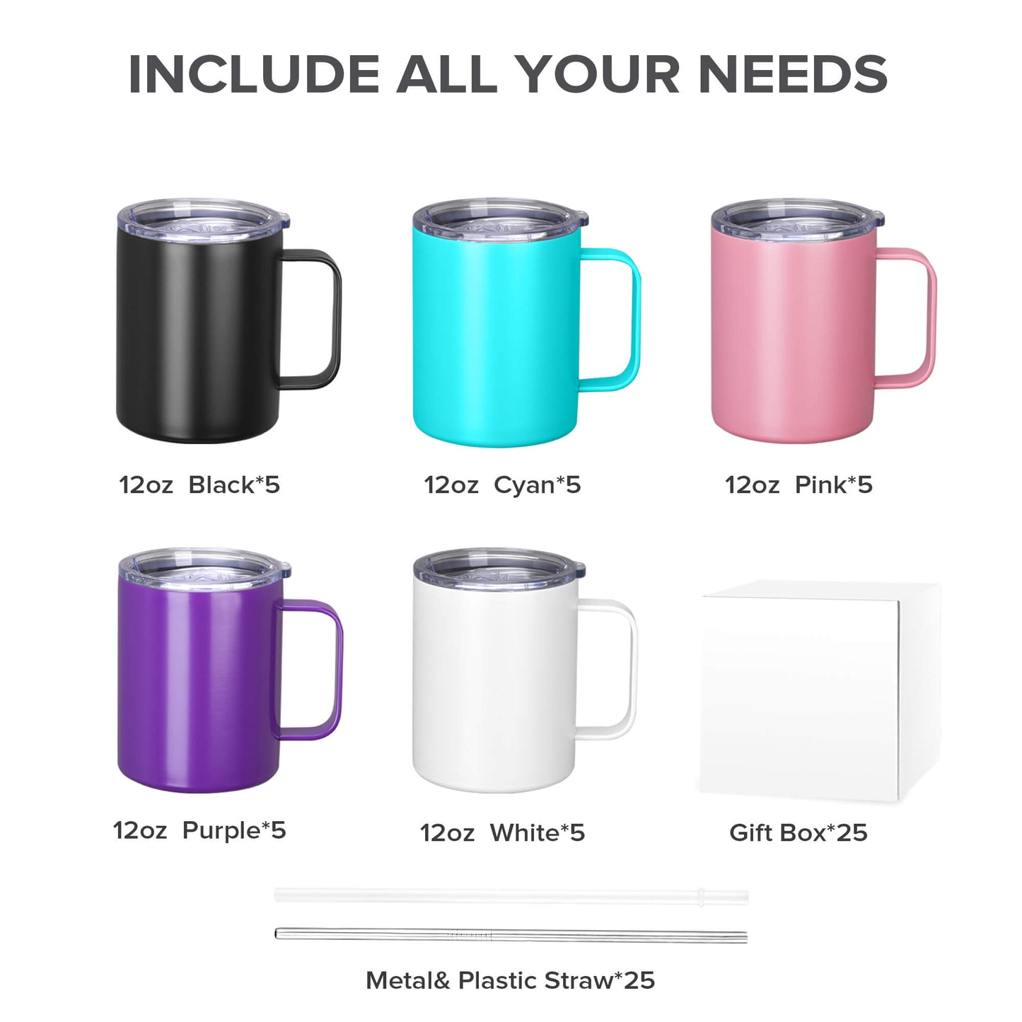 12oz Powder Coated Coffee Mug | 25 Pack - FASTSUB