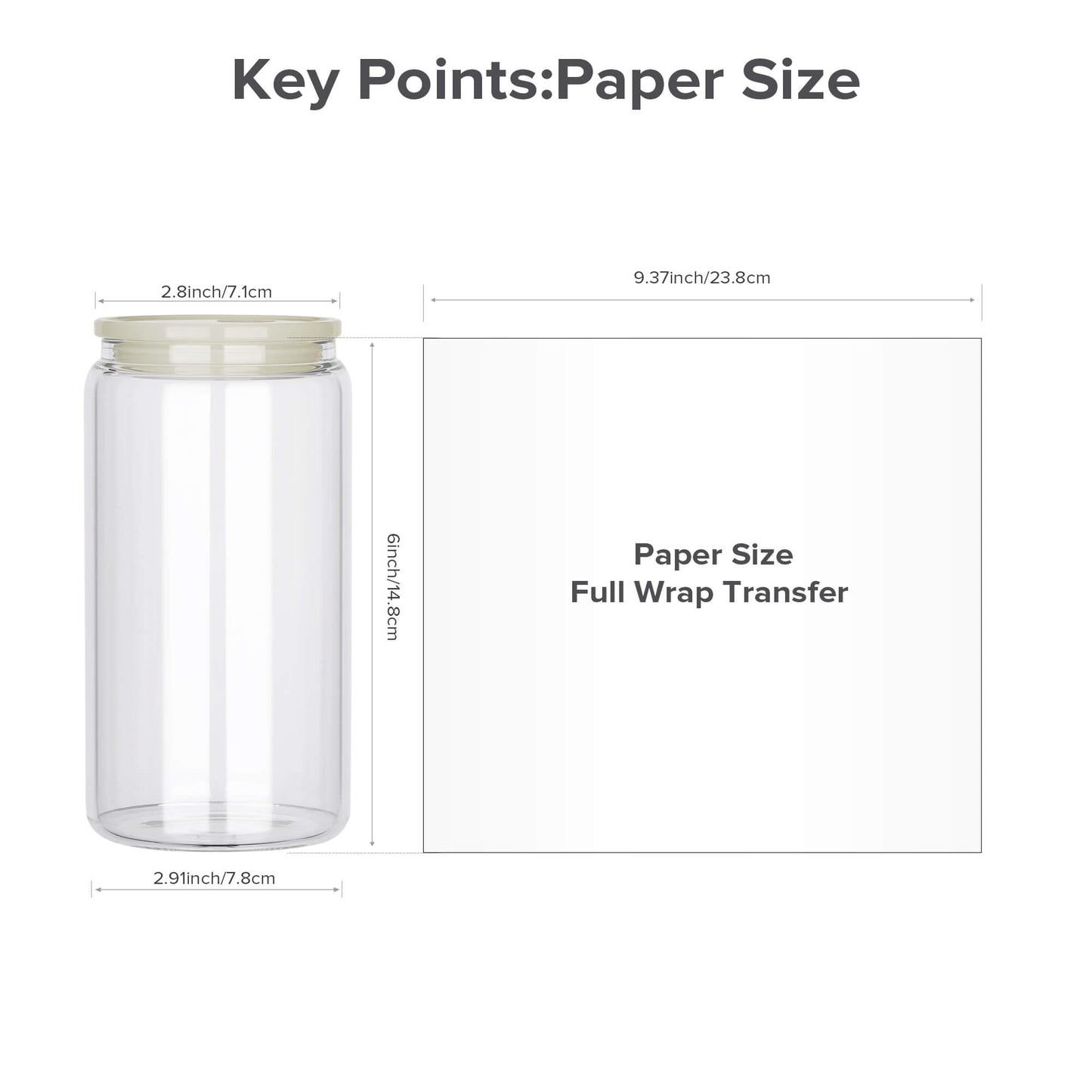 16oz Clear Glass Sublimation Tumbler - Color Plastic Lid | 25 Pack - FASTSUB