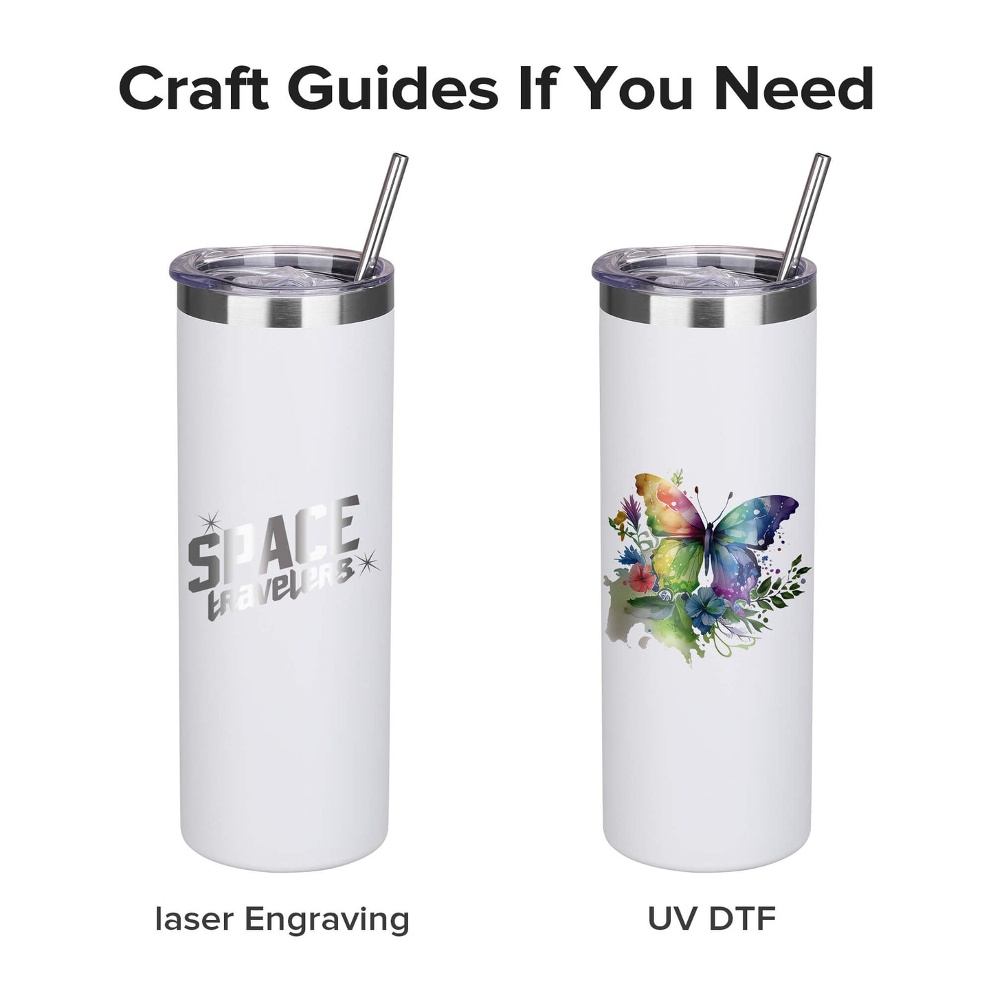 20 oz Powder Coated Skinny Tumbler - White | 20 Pack