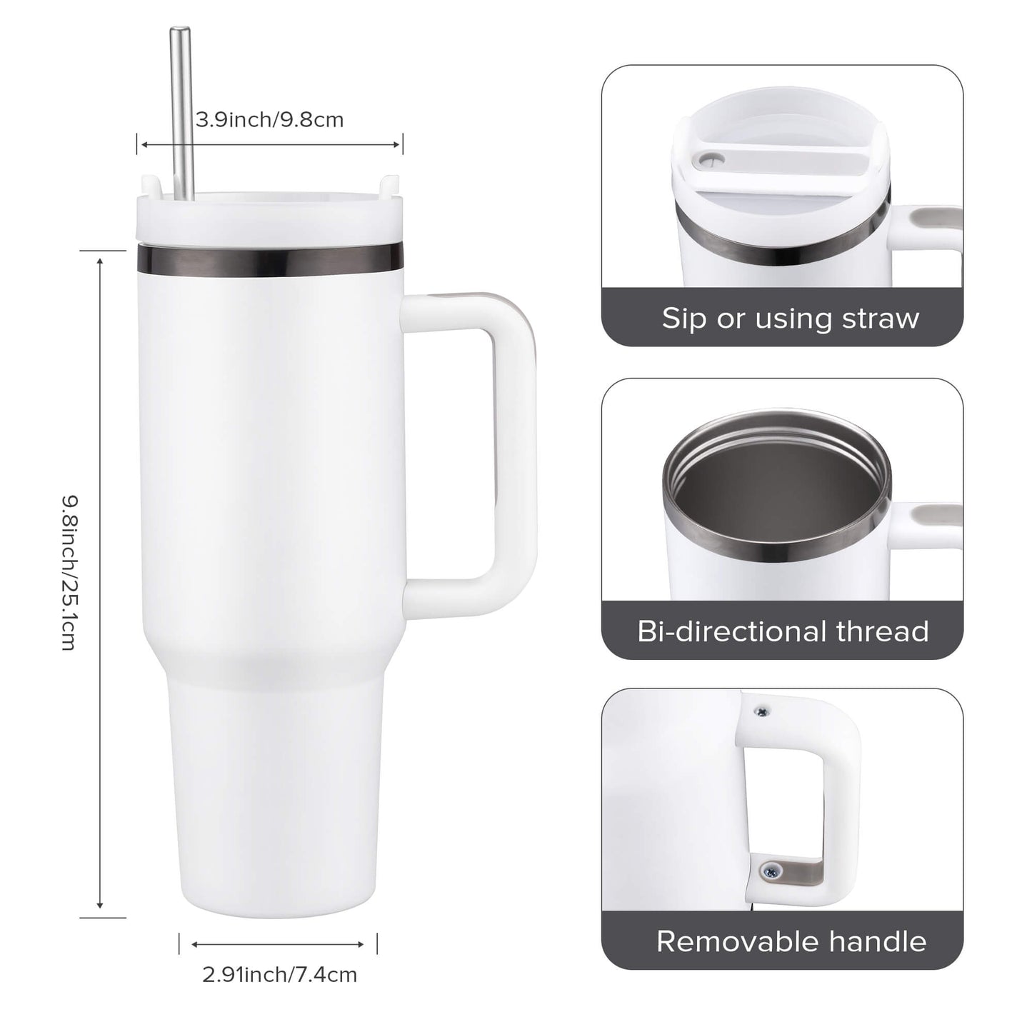 40 oz Powder Coated Tumbler - Grey Sliver Color Plated | 20 Pack - FASTSUB