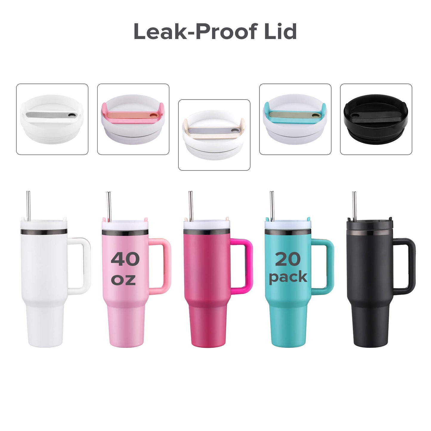 40 oz Powder Coated Tumbler - Grey Sliver Color Plated | 20 Pack - FASTSUB
