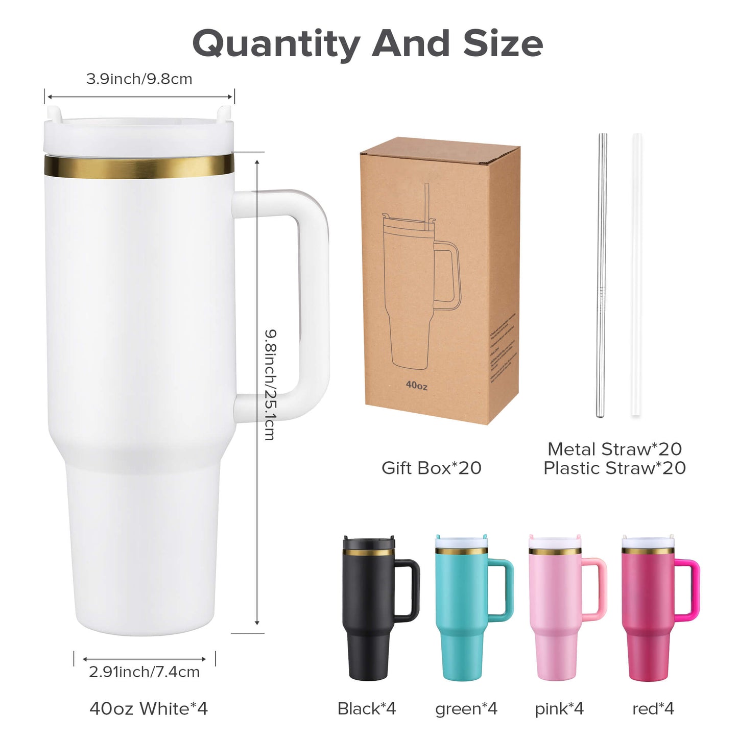 40 oz Powder Coated Tumbler - Gold Plated | 20 Pack - FASTSUB
