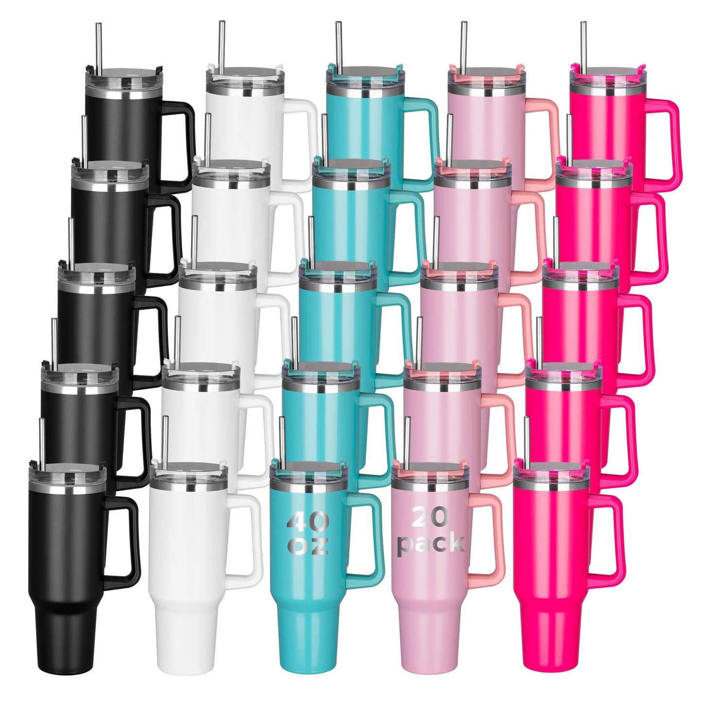 40oz Powder Coated Tumbler with Removable Handle | 20 Pack - FASTSUB