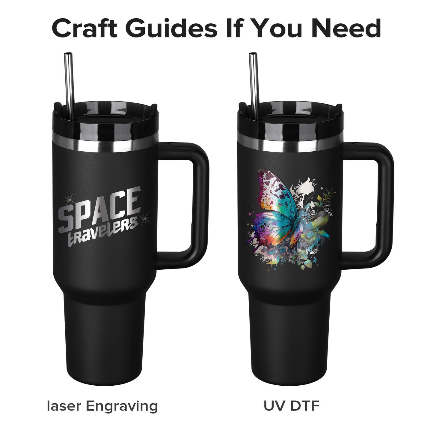 40 oz Powder Coated Tumbler - Black | 20 Pack