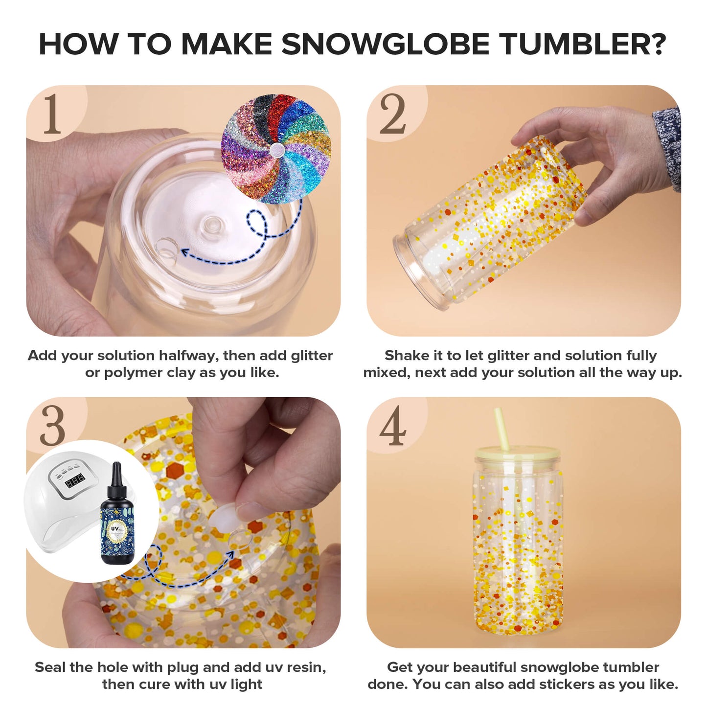 16 oz Snow Globe Acrylic Tumbler | 25 Pack