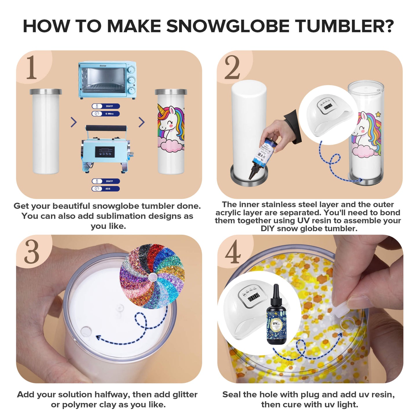 20 oz Snow Globe Acrylic Skinny Tumbler | 25 Pack