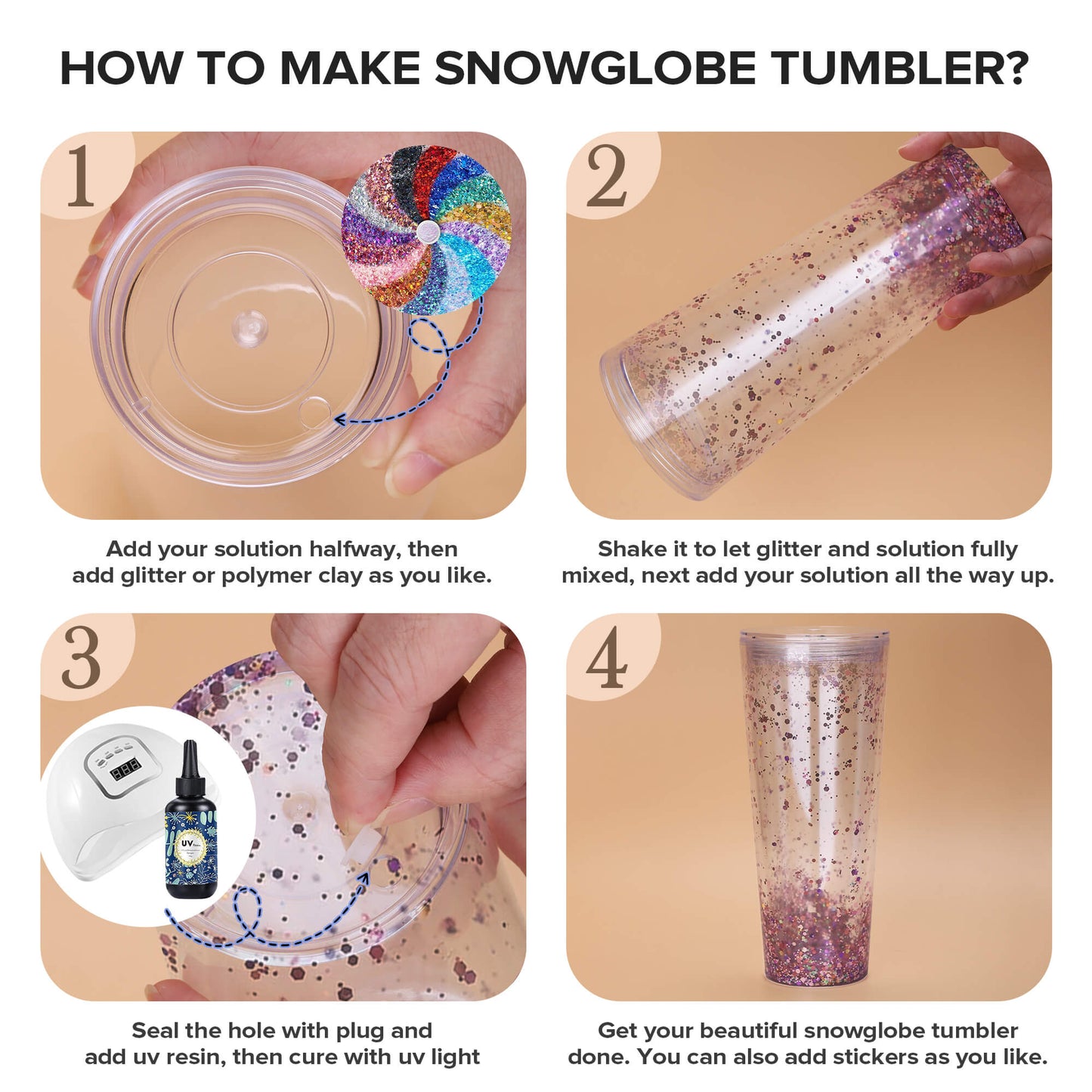 24 oz Snow Globe Acrylic Tumbler | 25 Pack