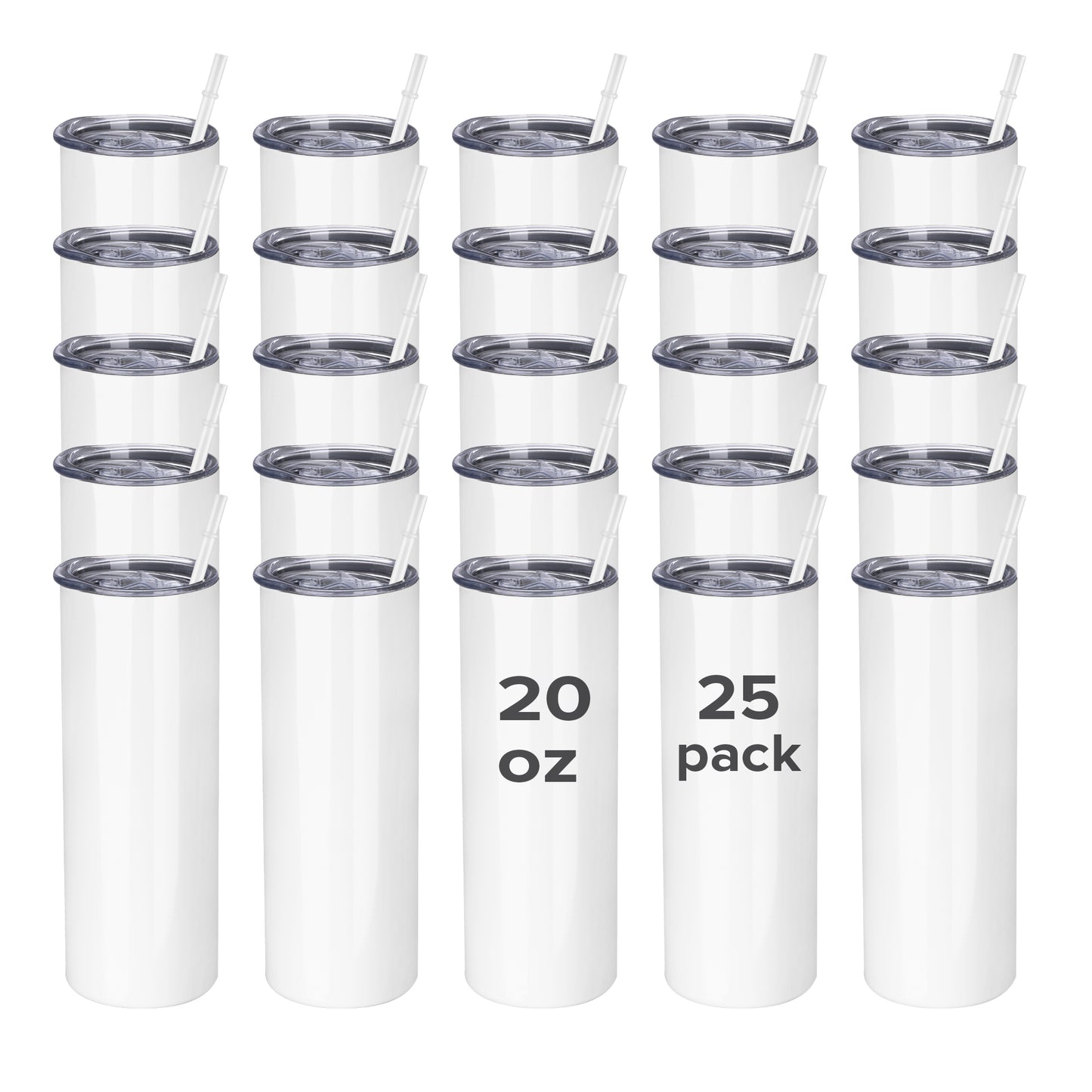 20 oz Skinny Sublimation Tumblers Wholesale | 25 Pack