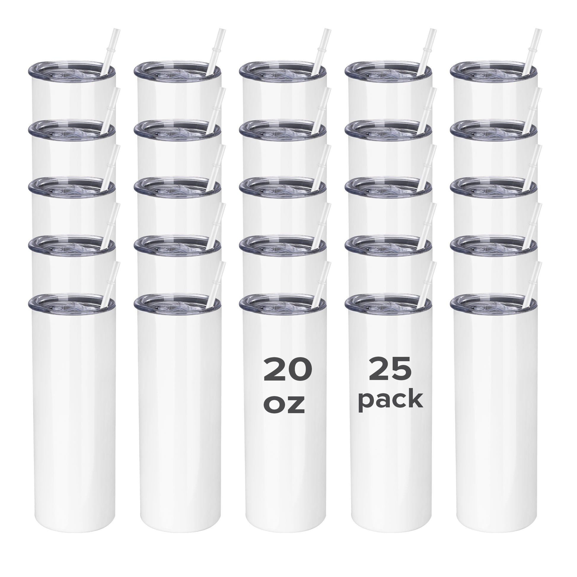 20 oz Skinny Sublimation Tumblers Wholesale | 25 Pack - FASTSUB