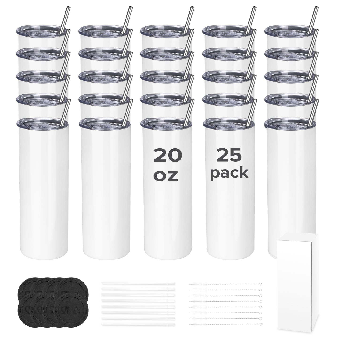 20 oz Skinny Sublimation Tumblers - All Accessories | 25 Pack