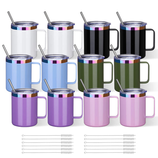 12 oz Stainless Steel Mug Rainbow Plated - Mixed Color | 12 Pack - FASTSUB