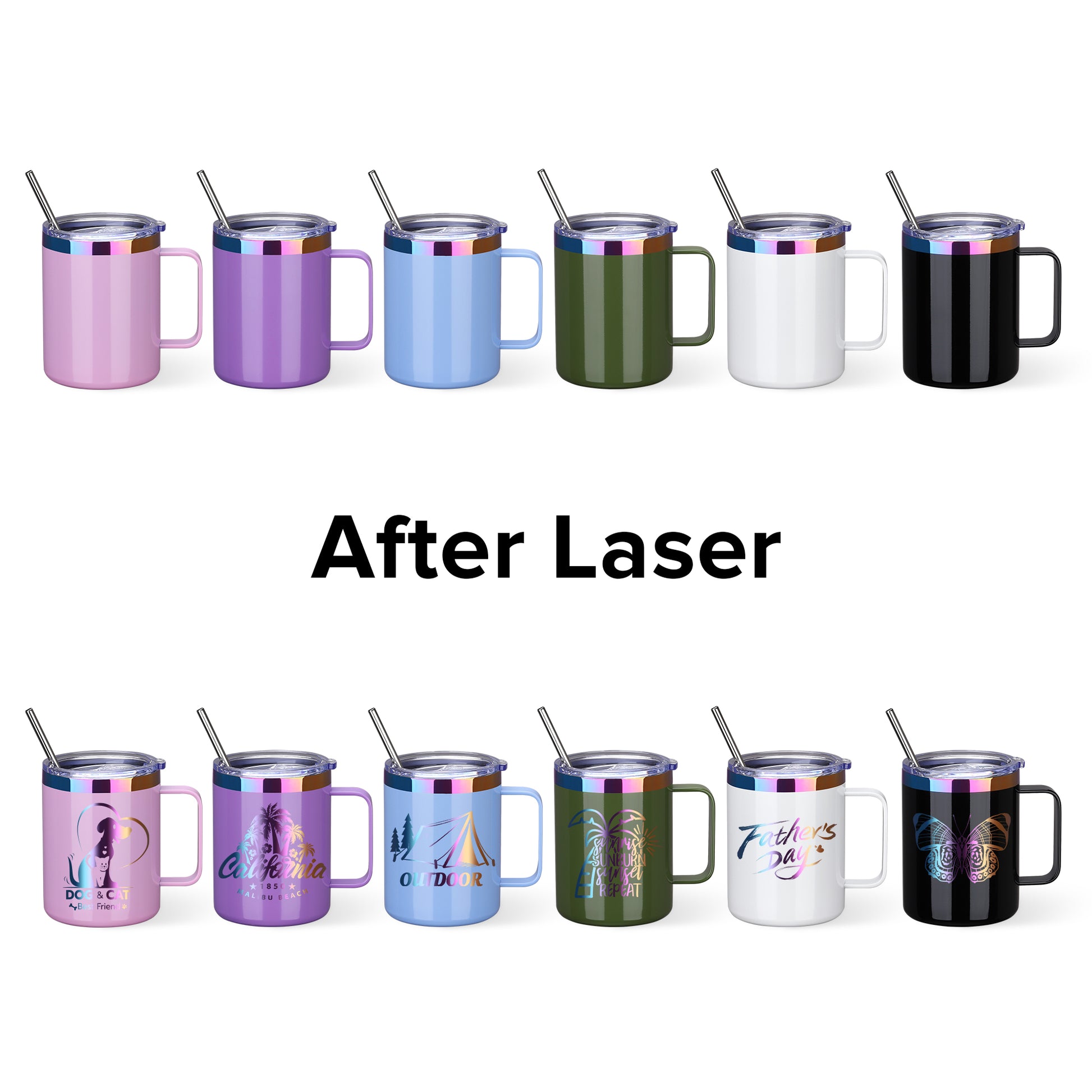 12 oz Glossy Coated Mug Rainbow Plated - Mixed Color | 12 Pack - FASTSUB