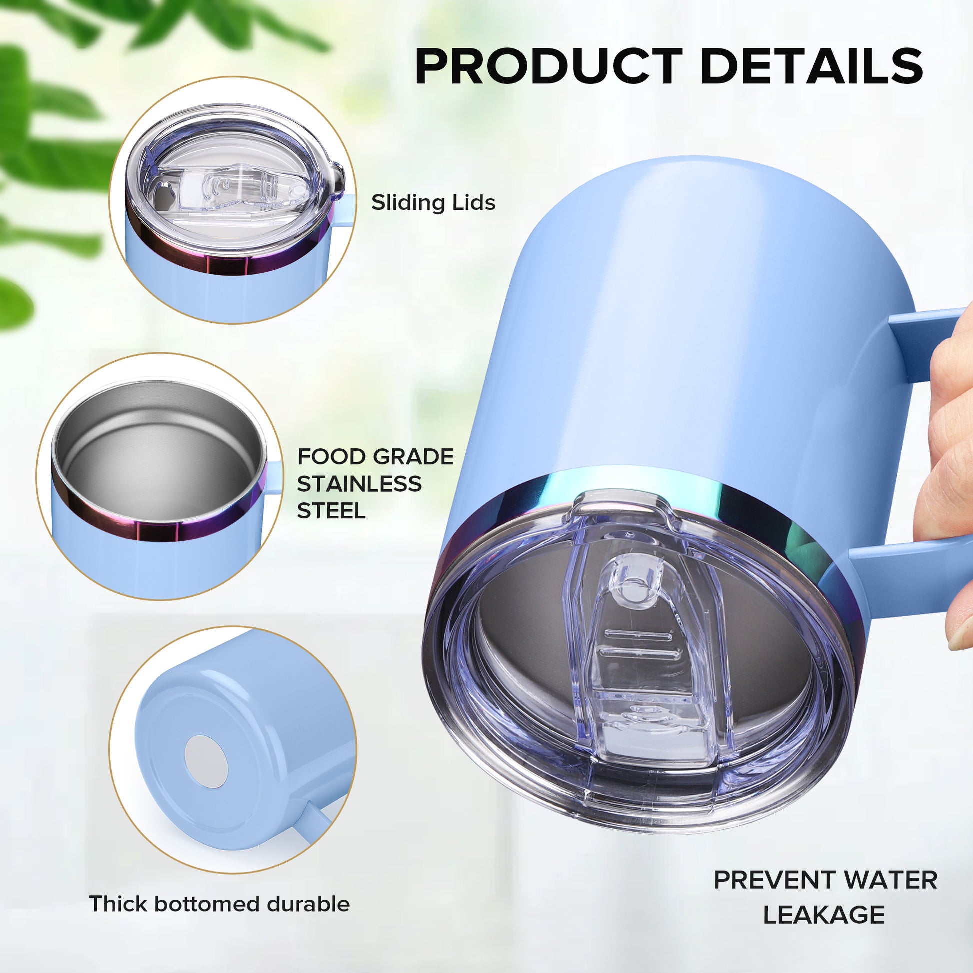 12 oz Stainless Steel Mug Rainbow Plated - Blue | 12 Pack - FASTSUB