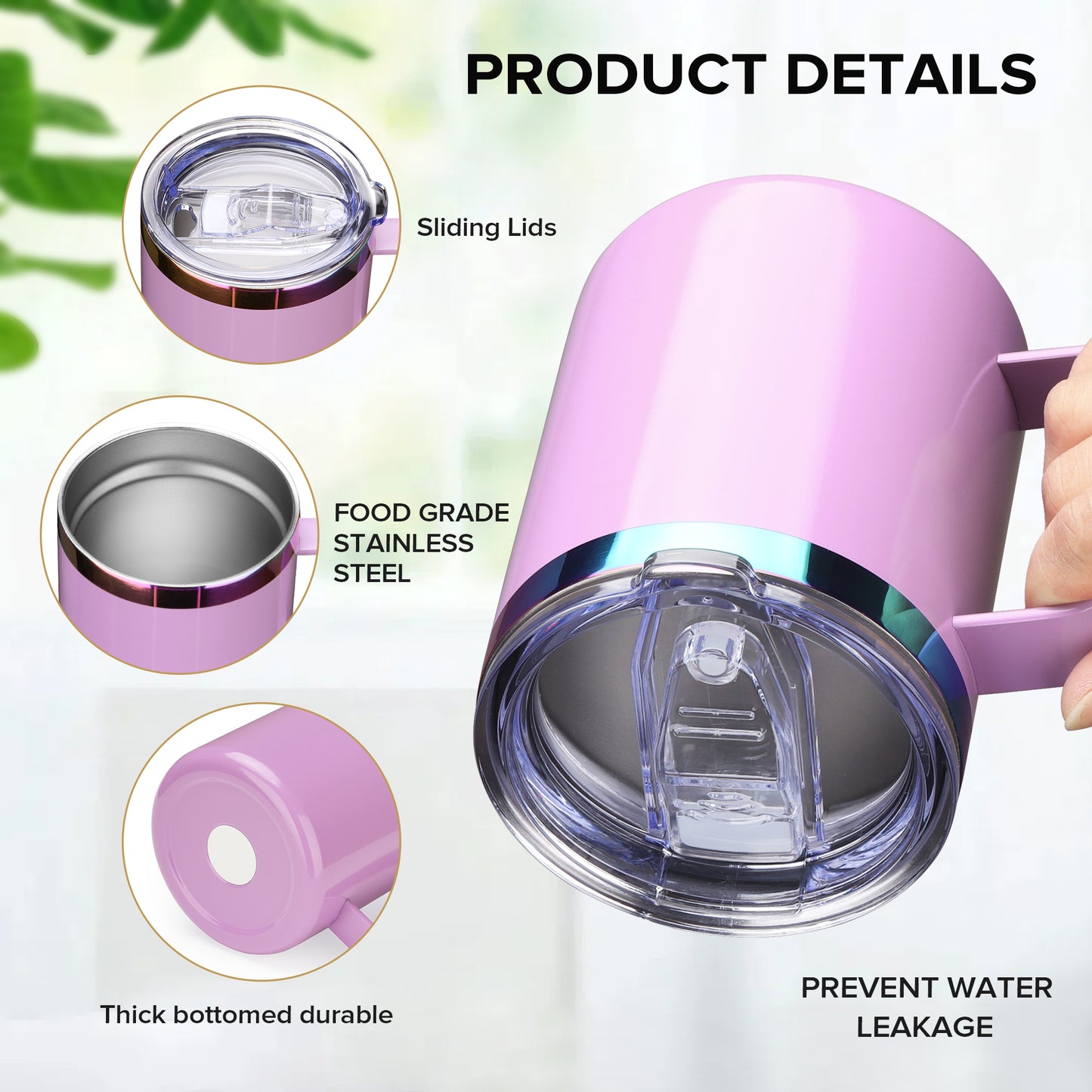 12 oz Stainless Steel Mug Rainbow Plated - Pink | 12 Pack - FASTSUB