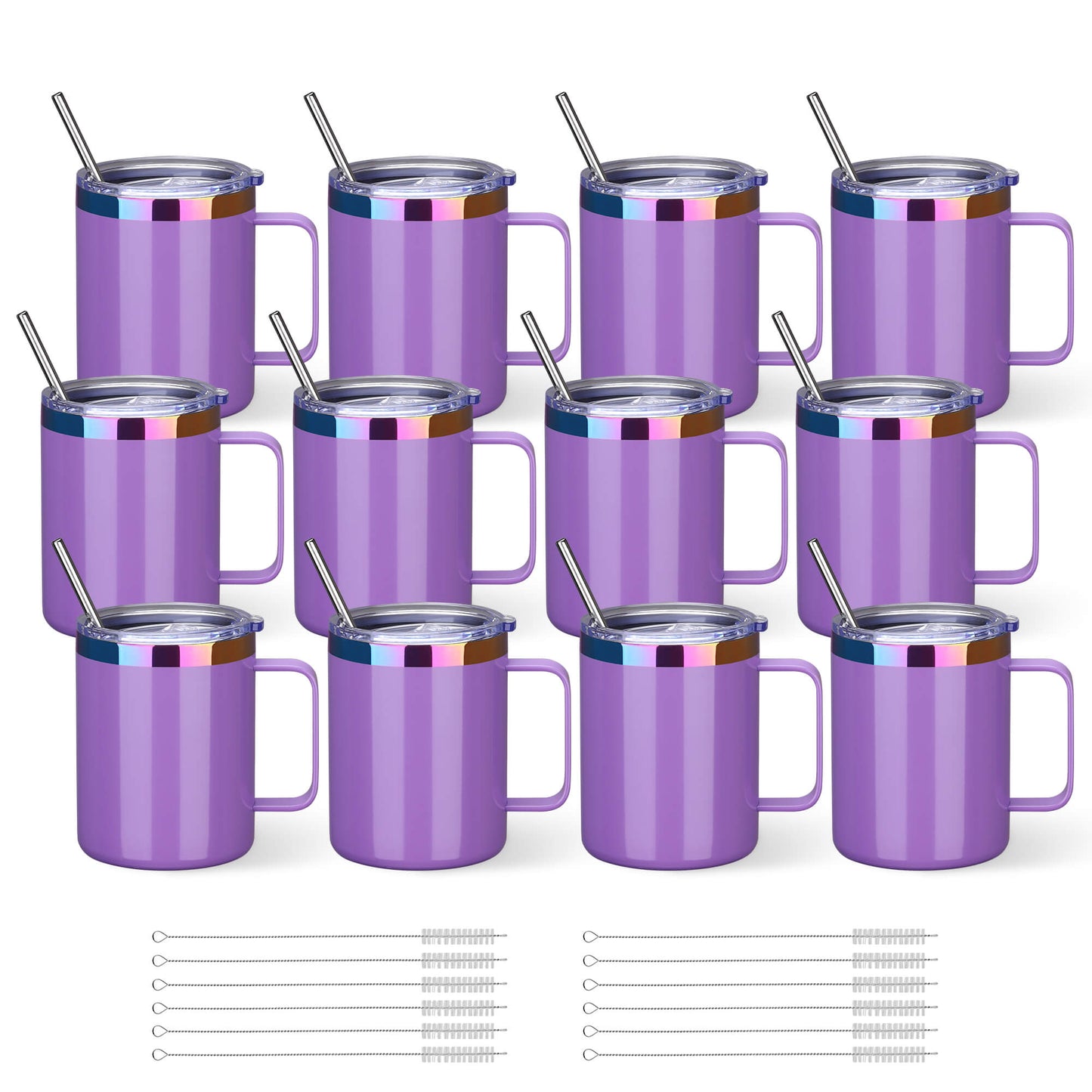 12 oz Stainless Steel Mug Rainbow Plated - Purple | 12 Pack - FASTSUB