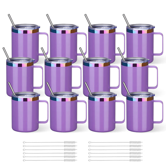 12 oz Stainless Steel Mug Rainbow Plated - Purple | 12 Pack - FASTSUB