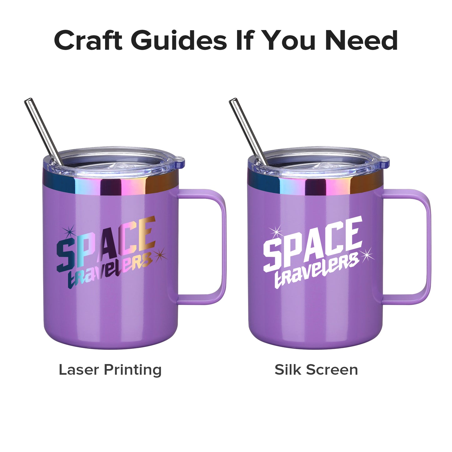 12 oz Stainless Steel Mug Rainbow Plated - Purple | 12 Pack - FASTSUB