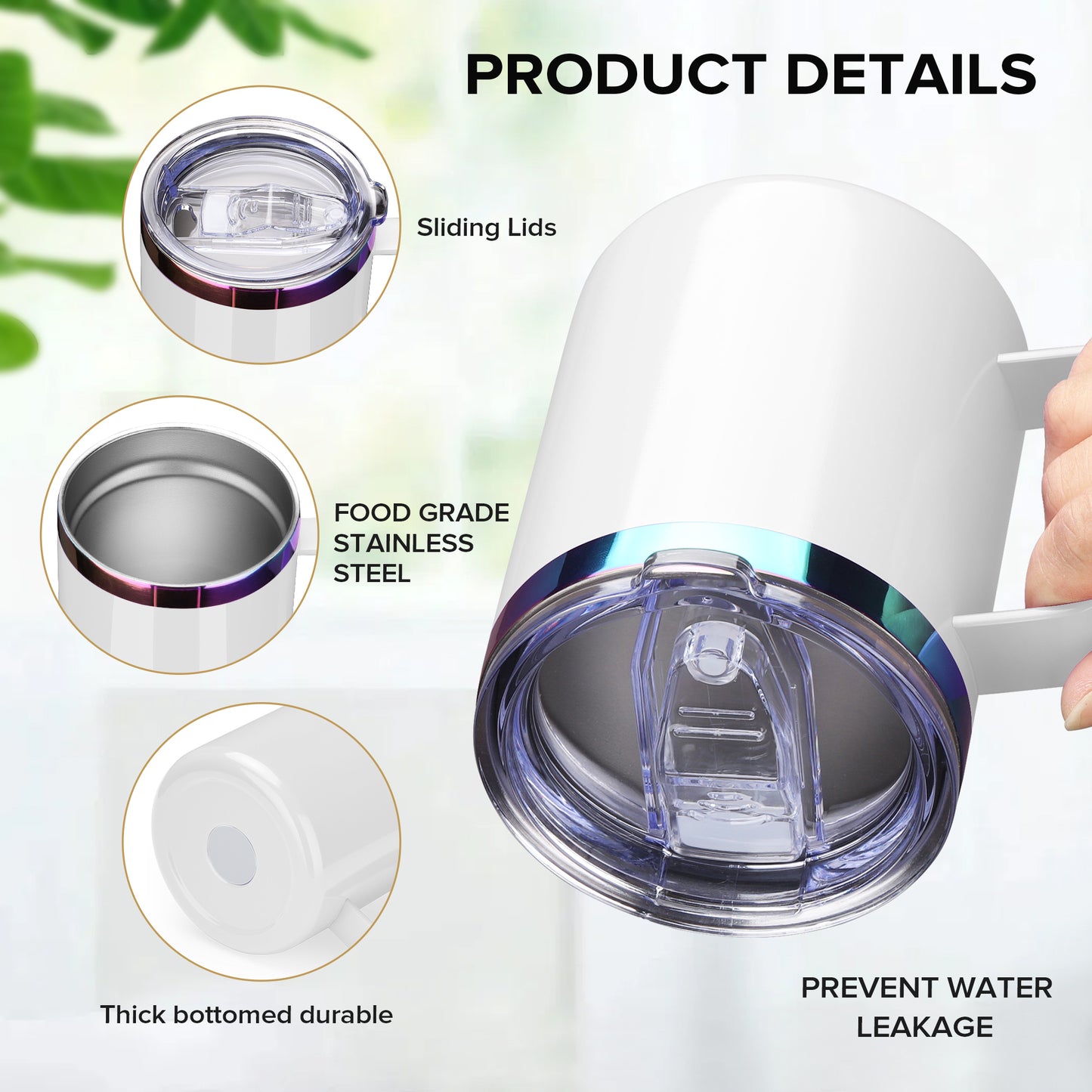 12 oz Stainless Steel Mug Rainbow Plated - White | 12 Pack - FASTSUB