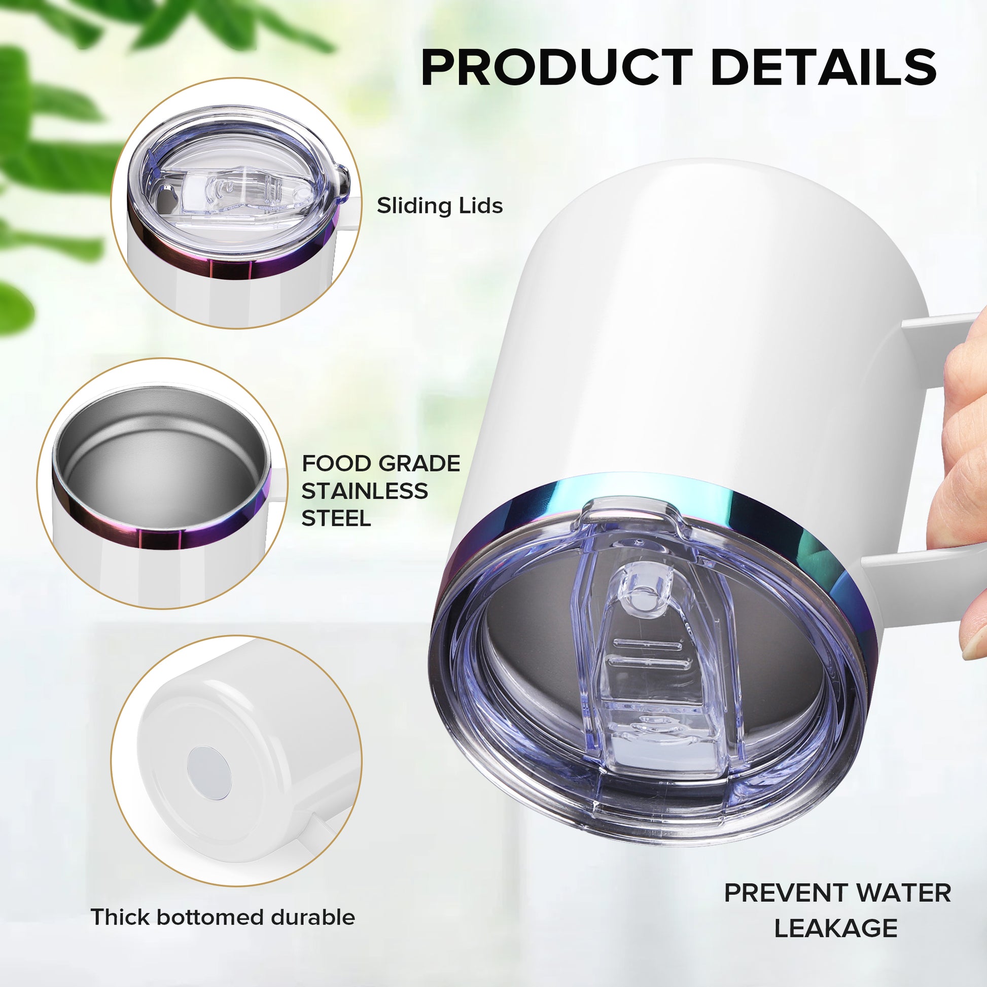 12 oz Stainless Steel Mug Rainbow Plated - White | 12 Pack - FASTSUB