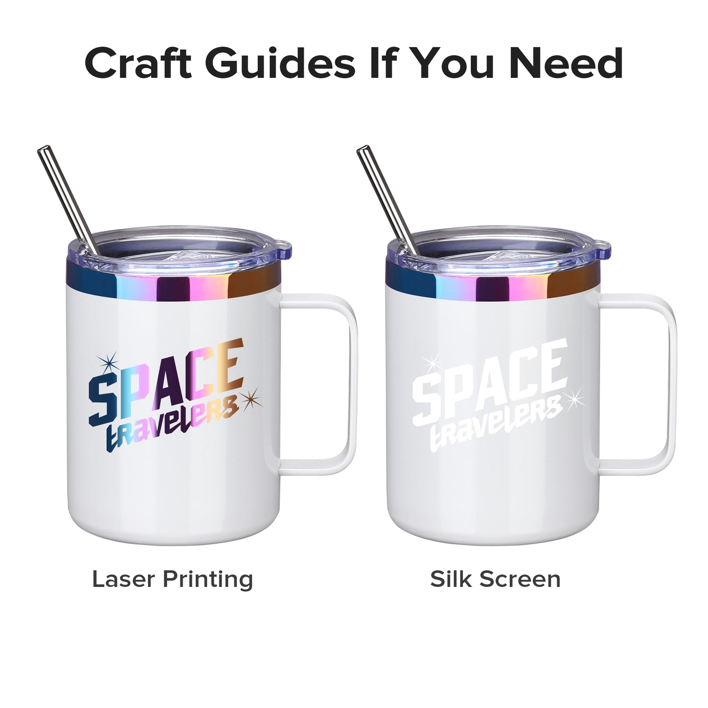12 oz Stainless Steel Mug Rainbow Plated - White | 12 Pack - FASTSUB