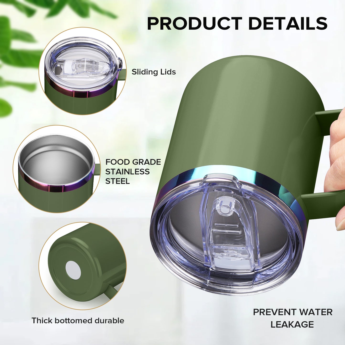 12 oz Stainless Steel Mug Rainbow Plated - Green | 12 Pack - FASTSUB