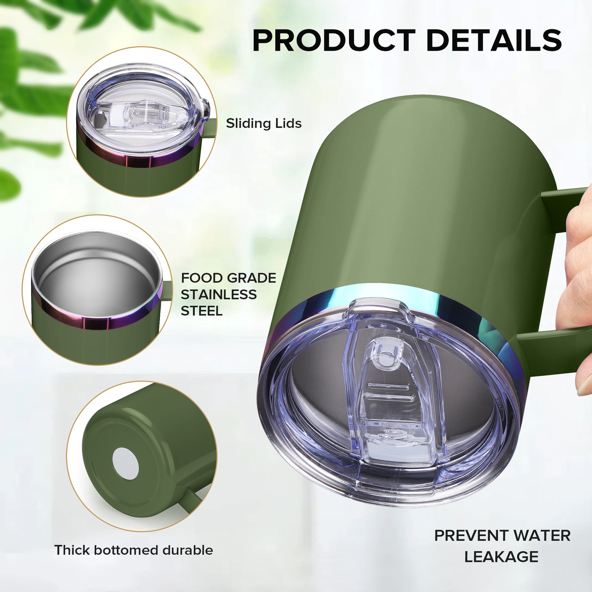 12 oz Stainless Steel Mug Rainbow Plated - Green | 12 Pack - FASTSUB