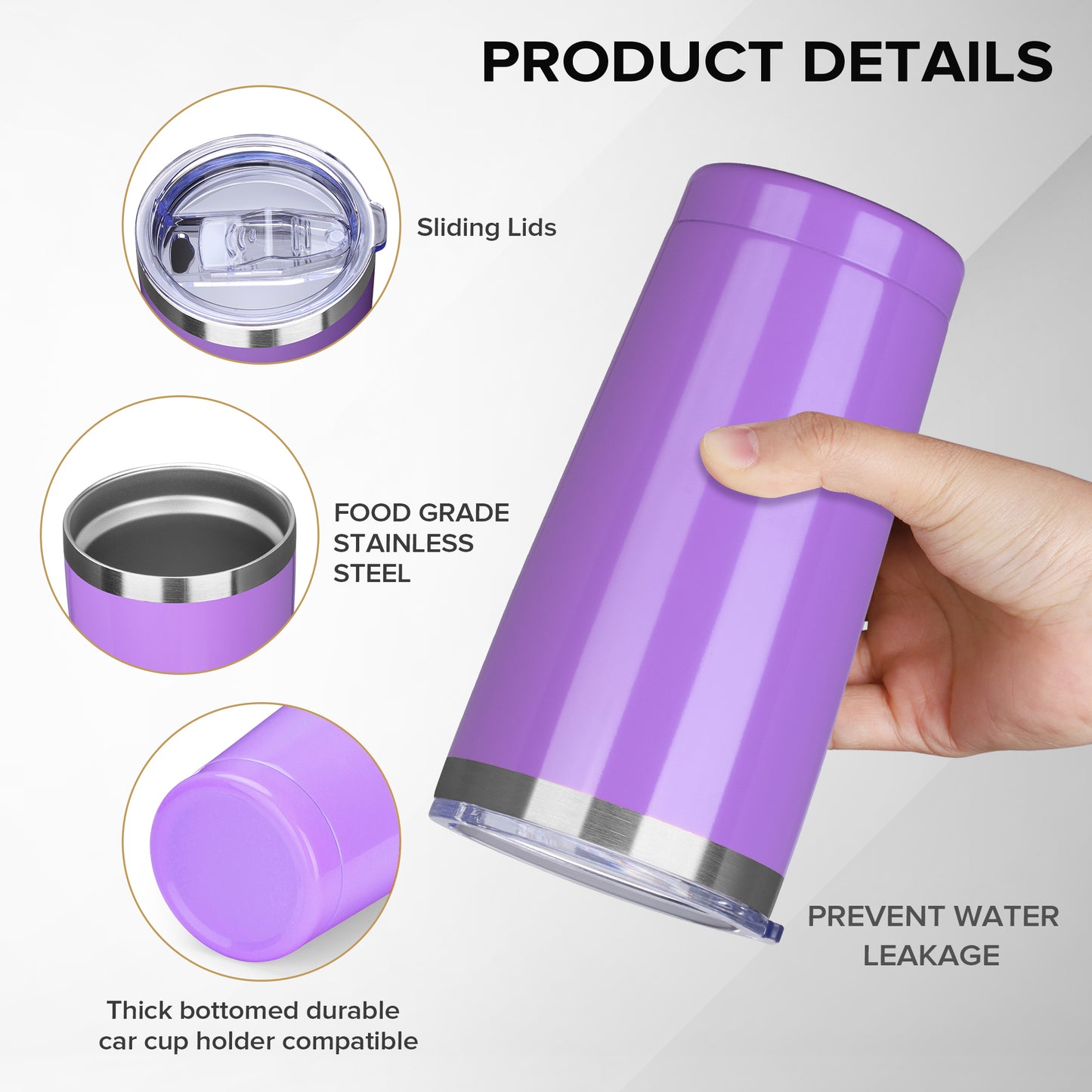 20 oz Powder Coated Car Tumbler - Silver Color Plated | 25 Pack - FASTSUB