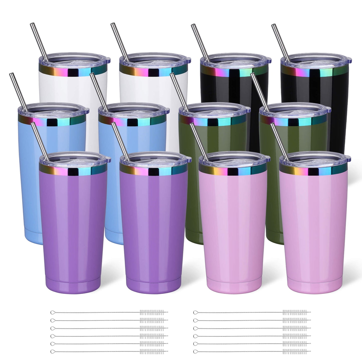 20 oz Stainless Steel Tumbler Rainbow Plated - Mixed Color | 12 Pack - FASTSUB