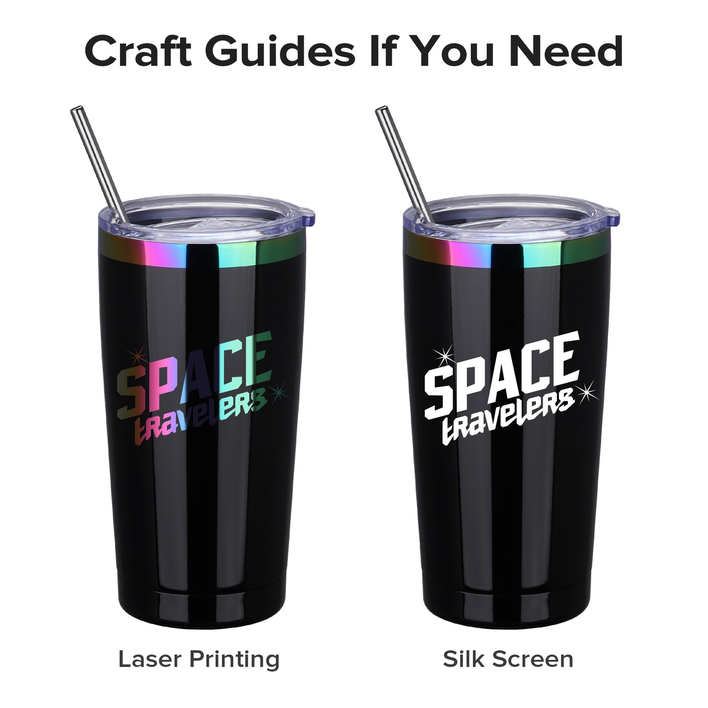 20 oz Stainless Steel Tumbler Rainbow Plated - Black | 12 Pack - FASTSUB