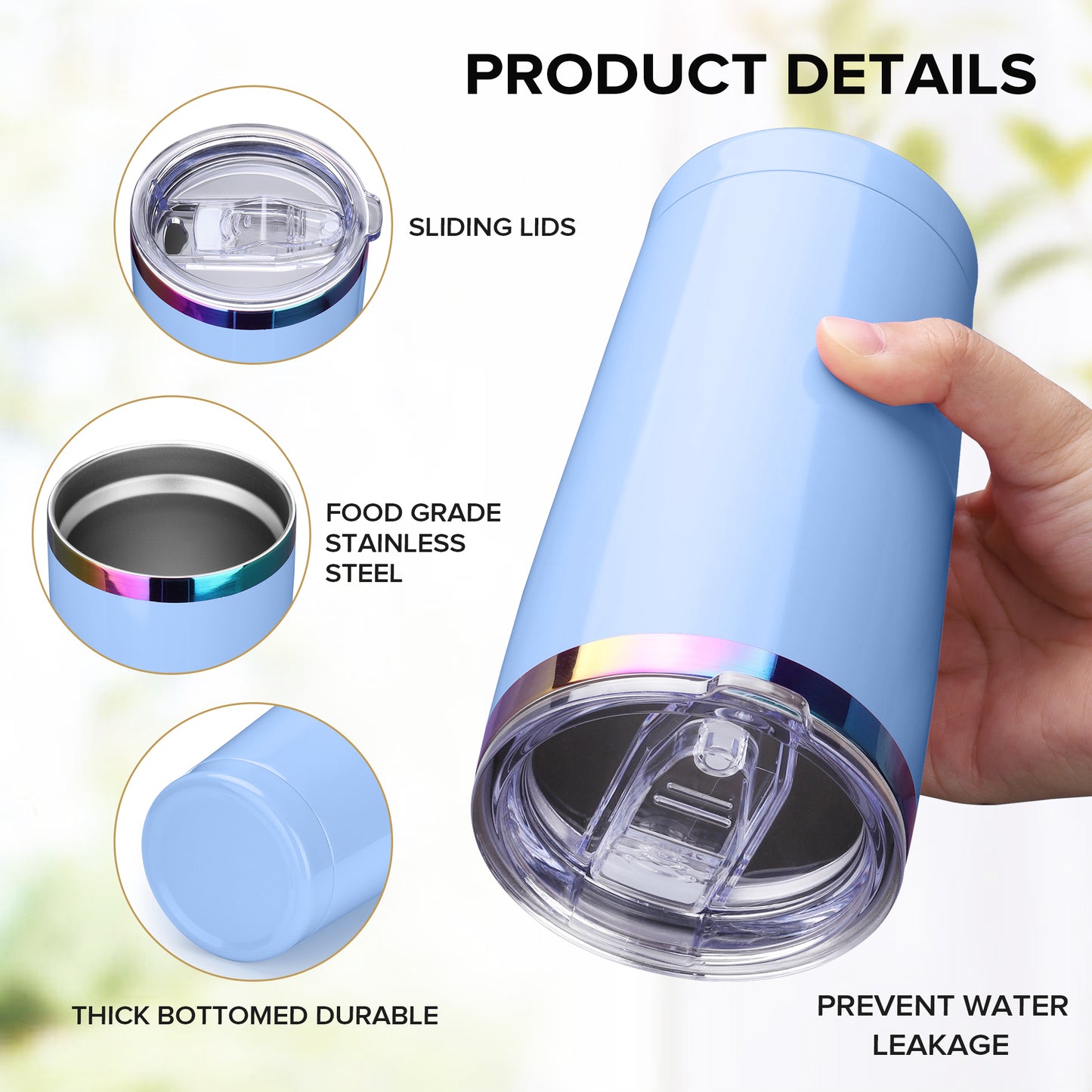 20 oz Stainless Steel Tumbler Rainbow Plated - Blue | 12 Pack - FASTSUB