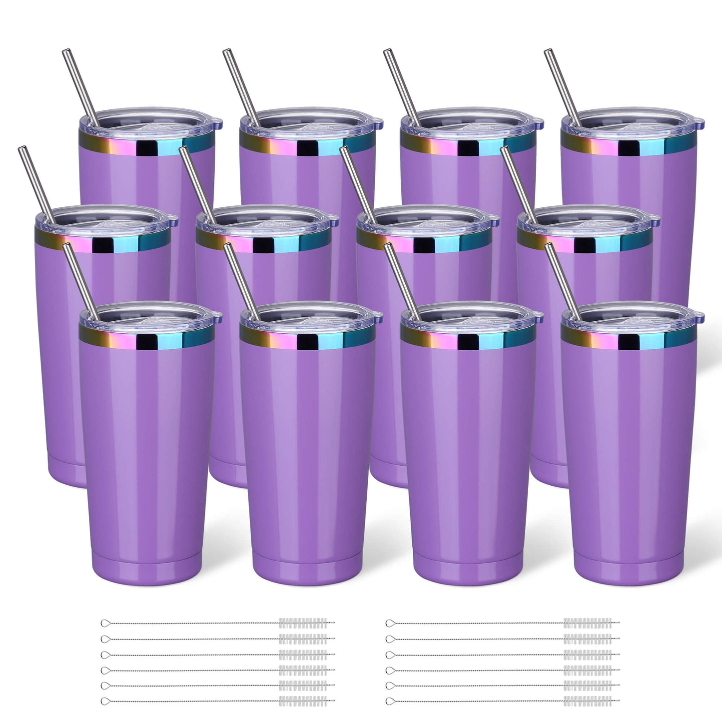 20 oz Stainless Steel Tumbler Rainbow Plated - Purple | 12 Pack - FASTSUB