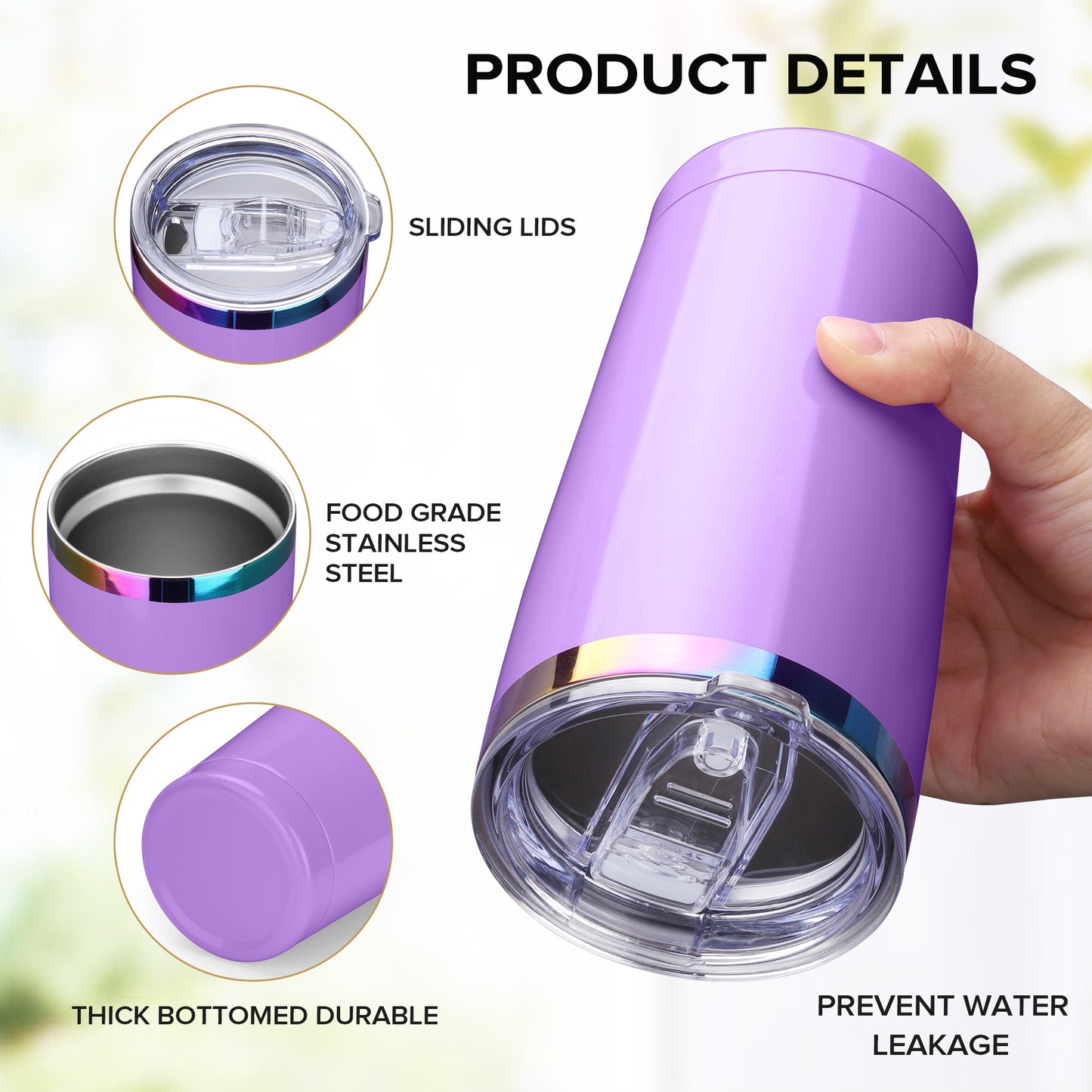 20 oz Stainless Steel Tumbler Rainbow Plated - Purple | 12 Pack - FASTSUB