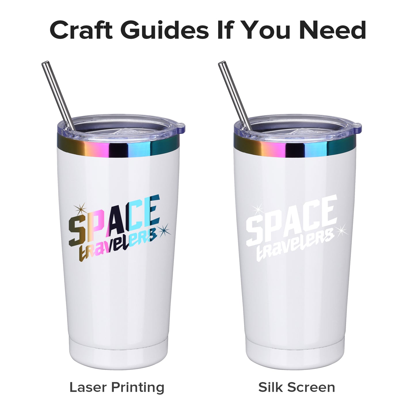 20 oz Stainless Steel Tumbler Rainbow Plated - White | 12 Pack - FASTSUB