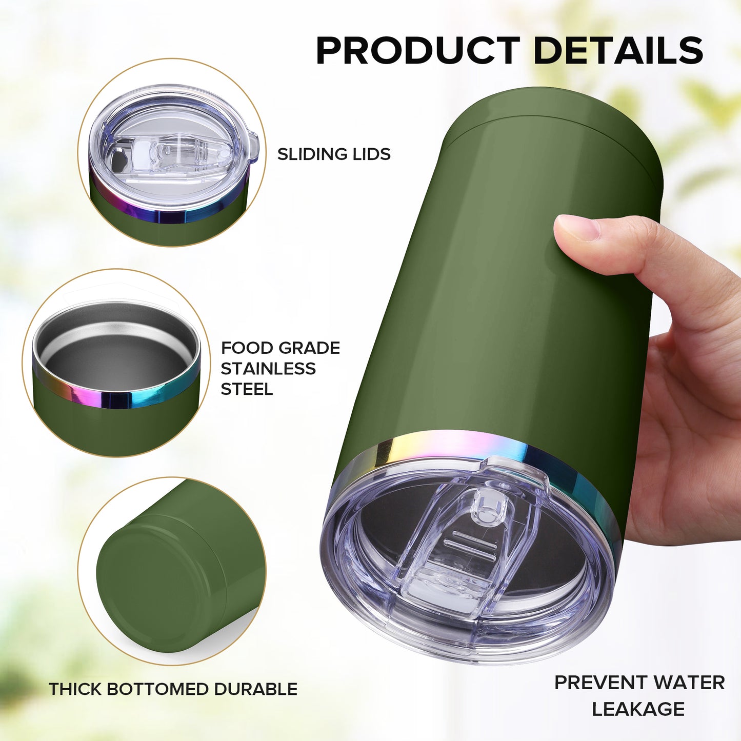 20 oz Stainless Steel Tumbler Rainbow Plated - Green | 12 Pack - FASTSUB