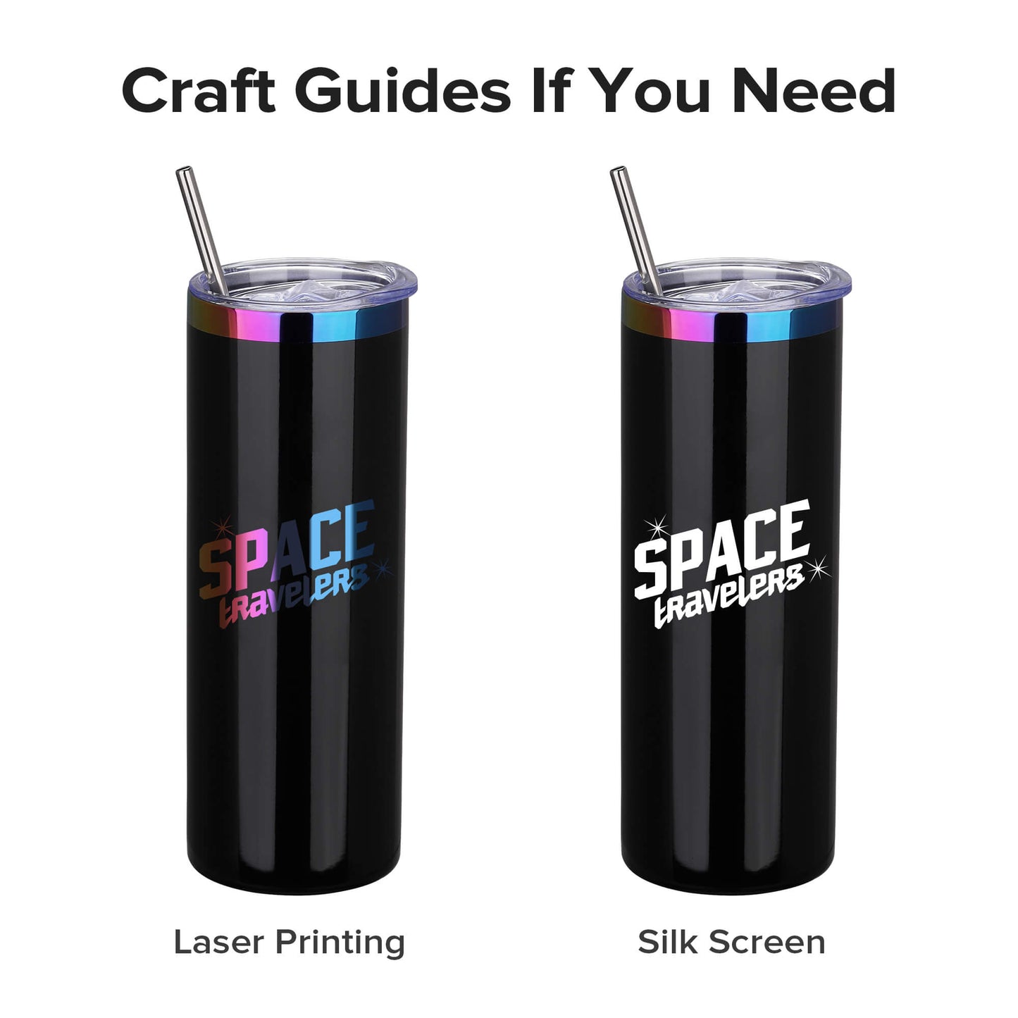 20 oz Glossy Coated Skinny Straight Tumbler - Black | 12 Pack
