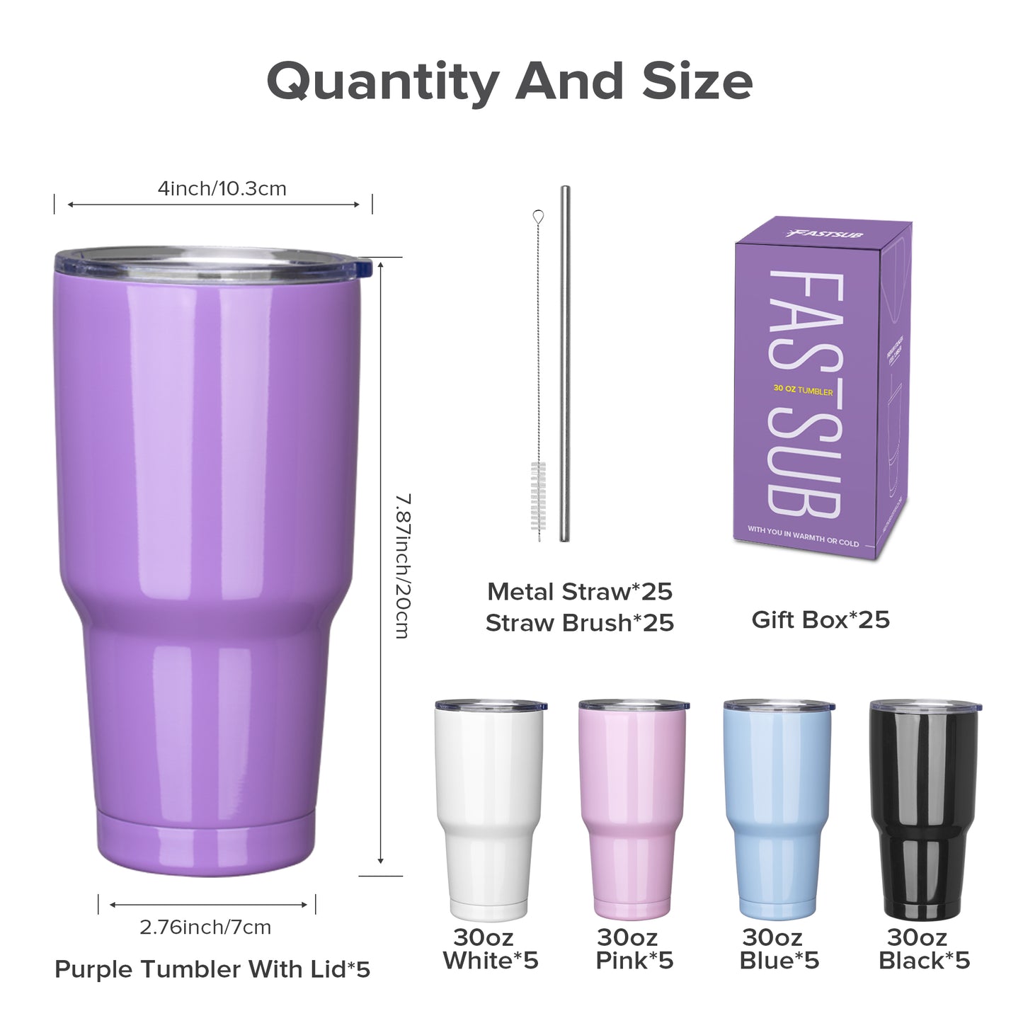 30oz Powder Coated Travel Tumbler | 25 Pack - FASTSUB