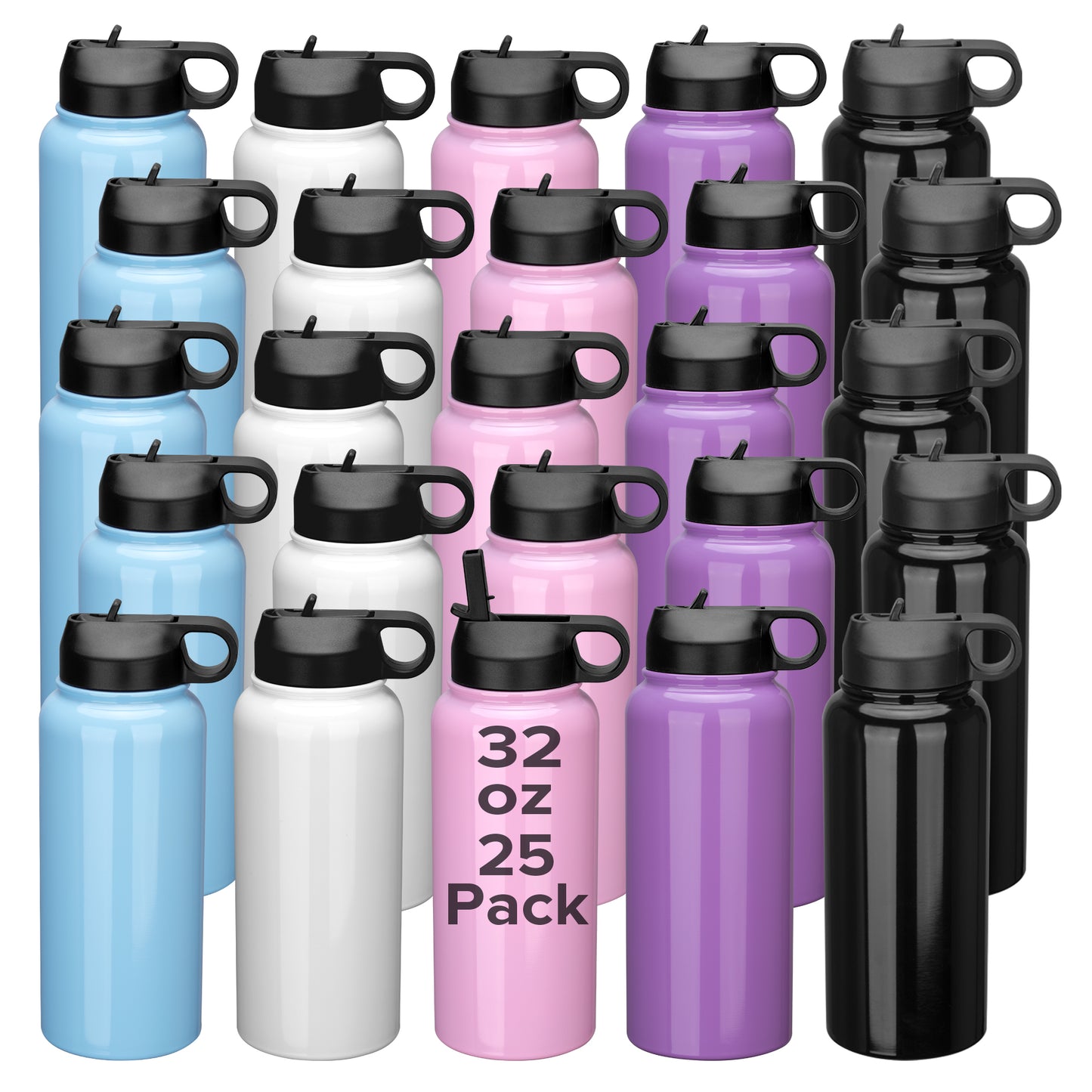 32 oz Powder Coated Sports Water Bottle Bulk | 25 Pack - FASTSUB