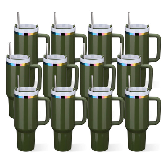 40 oz Glossy Coated Tumbler - Green | 12 Pack - FASTSUB