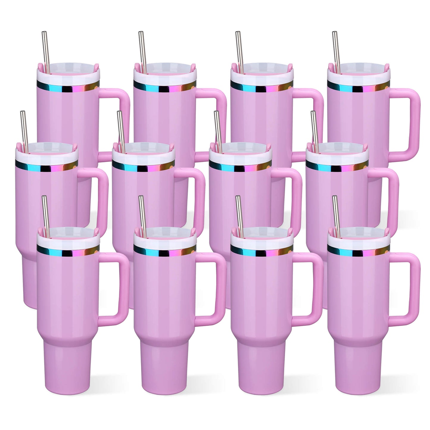40 oz Glossy Coated Tumbler - Pink | 12 Pack