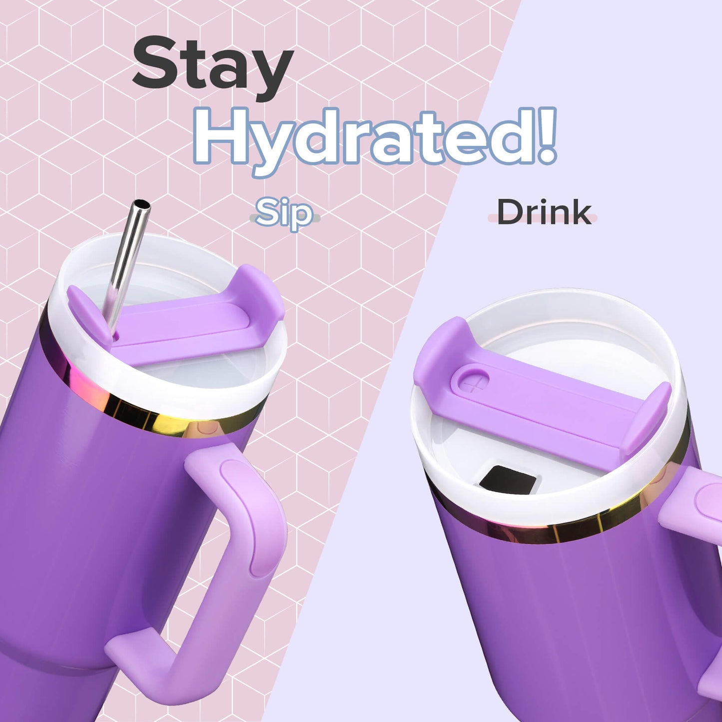 40 oz Glossy Coated Tumbler - Purple | 12 Pack