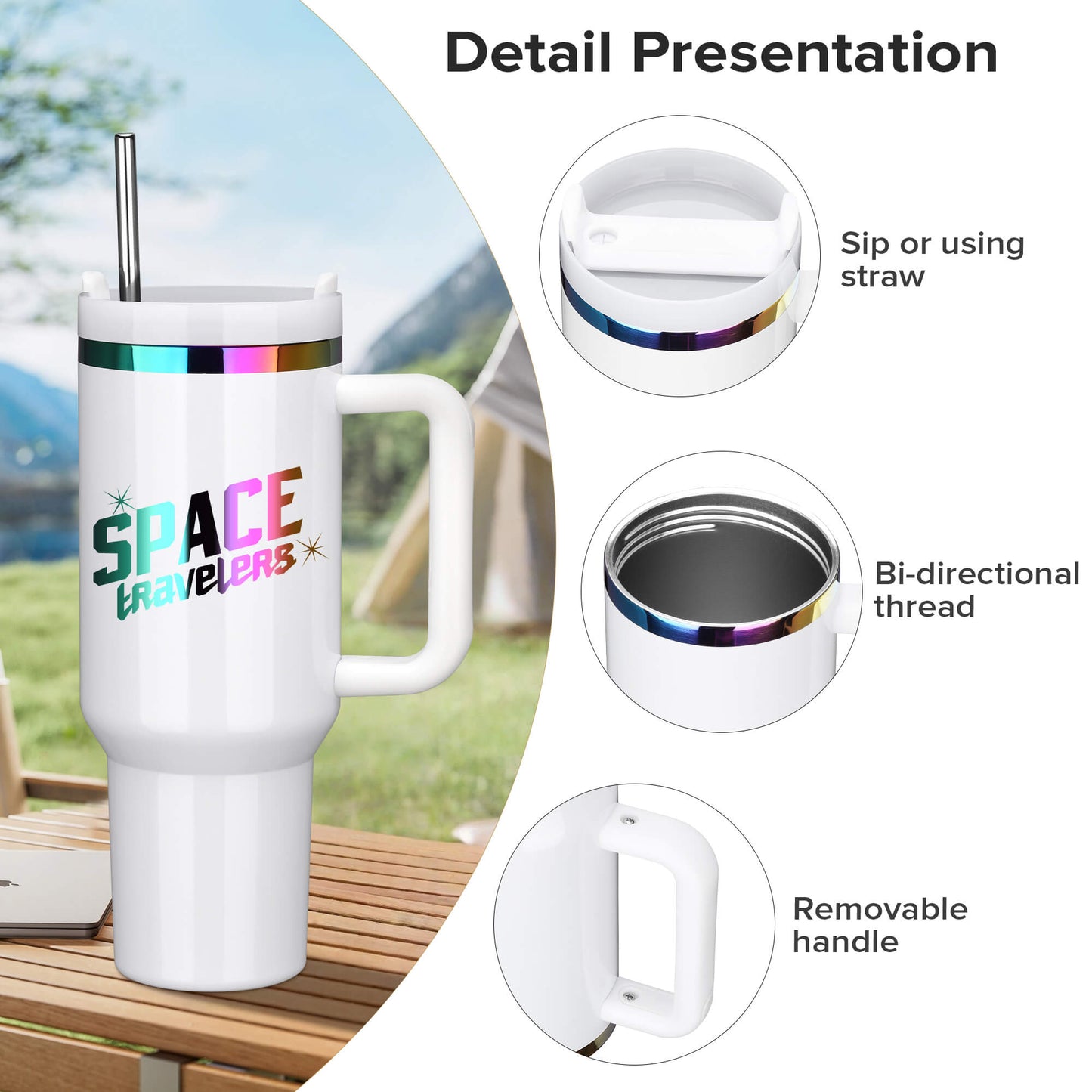 40 oz Glossy Coated Tumbler - White | 12 Pack