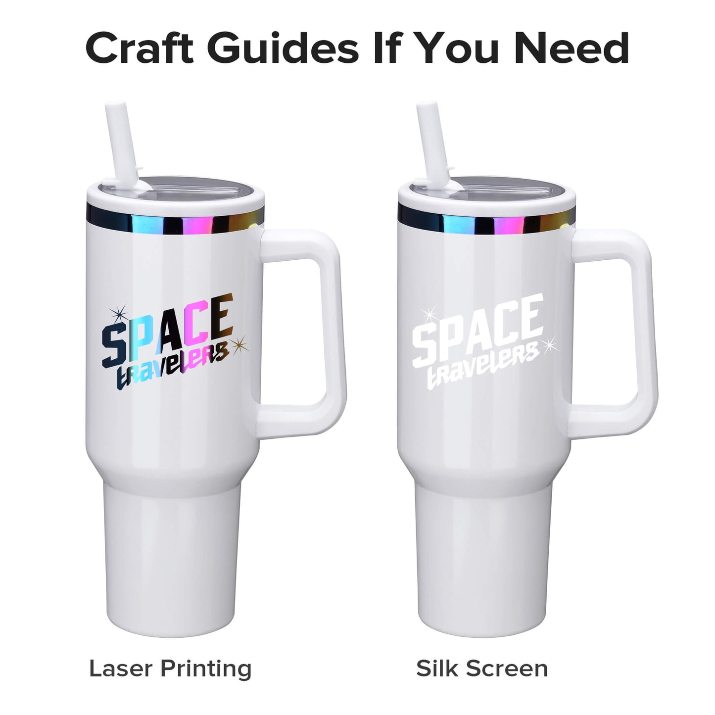 40 oz Glossy Coated Tumbler with Flip Straw - White | 12 Pack