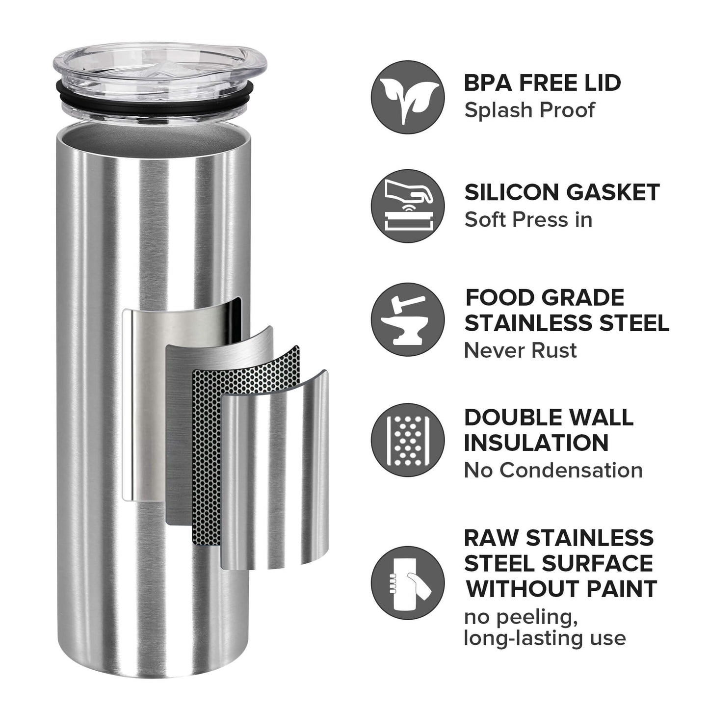 20 oz Skinny Stainless Steel Tumbler | 20 Pack