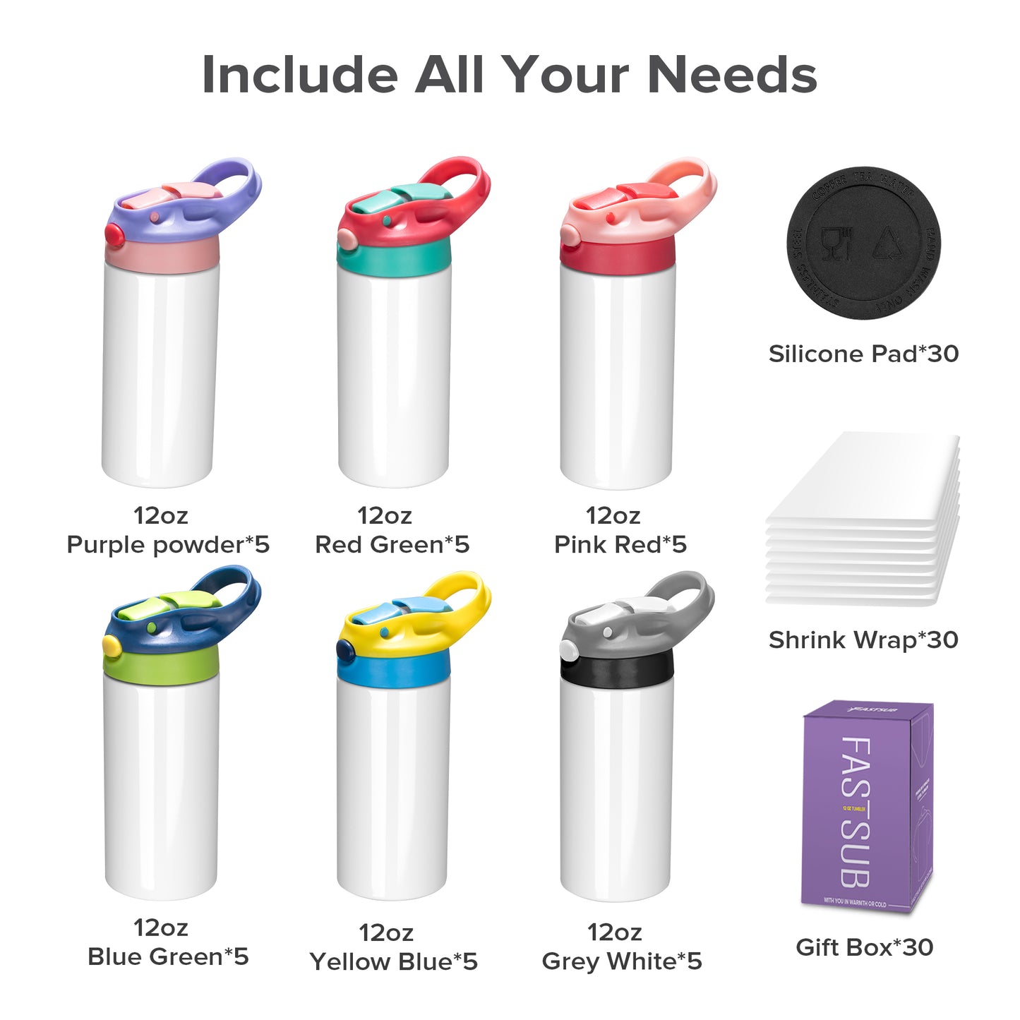 12 oz Kids Sublimation Tumblers | 30 Pack - FASTSUB