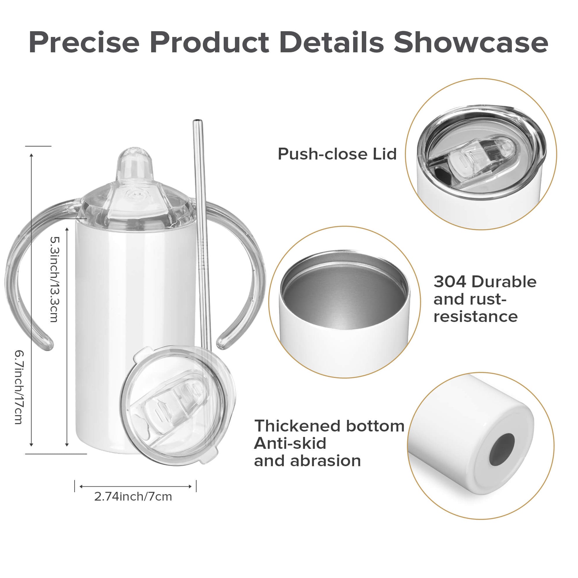 12 oz Sublimation Sippy Cups - 2 Lids | 12 Pack - FASTSUB