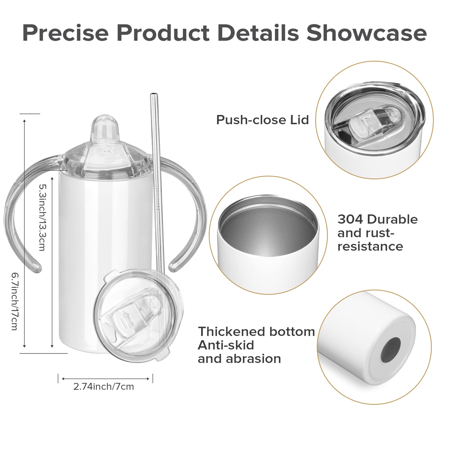 12 oz Sublimation Sippy Cups Tumbler Bulk - 2 Lids | 30 Pack - FASTSUB