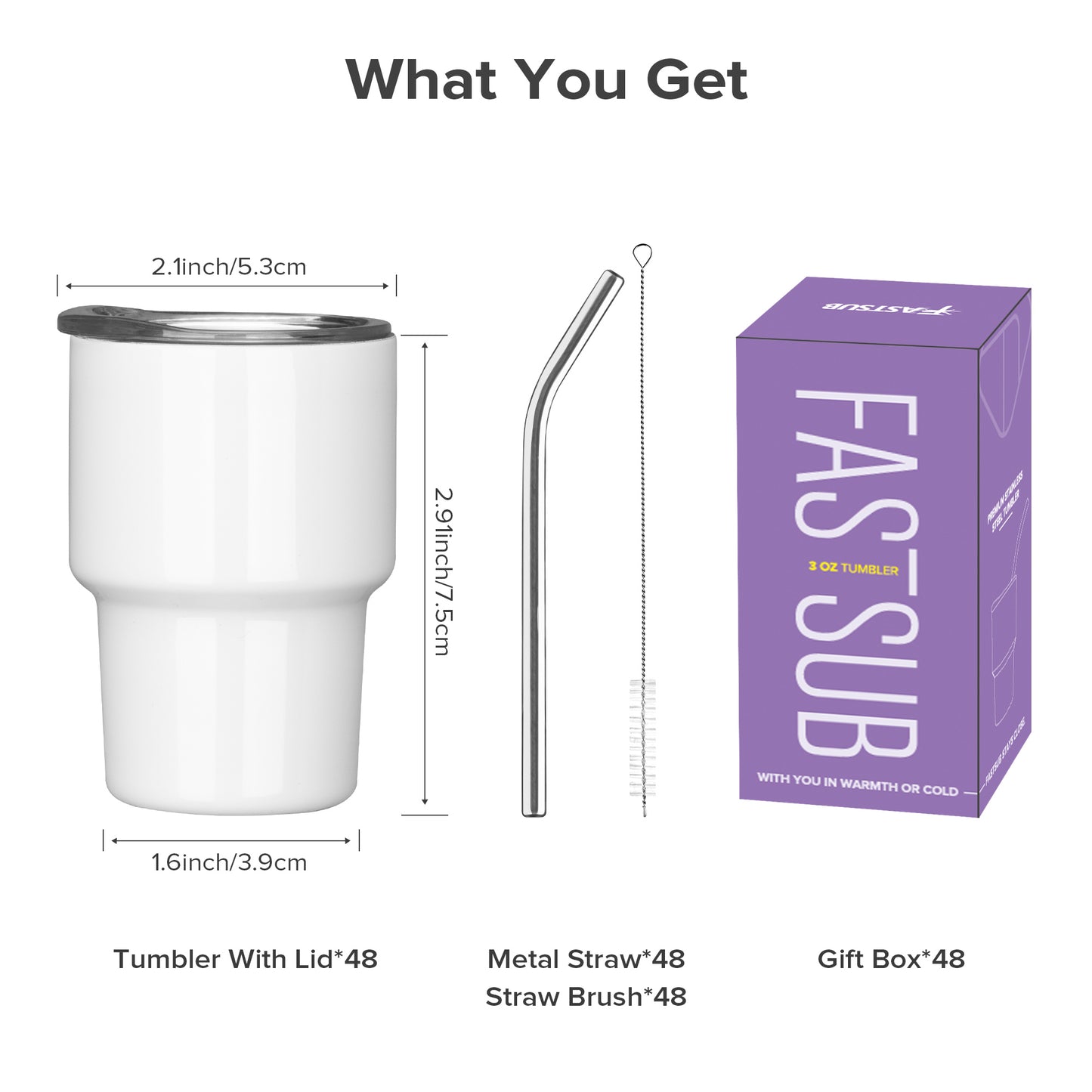 3 oz Mini Sublimation Tumbler | 48 Pack