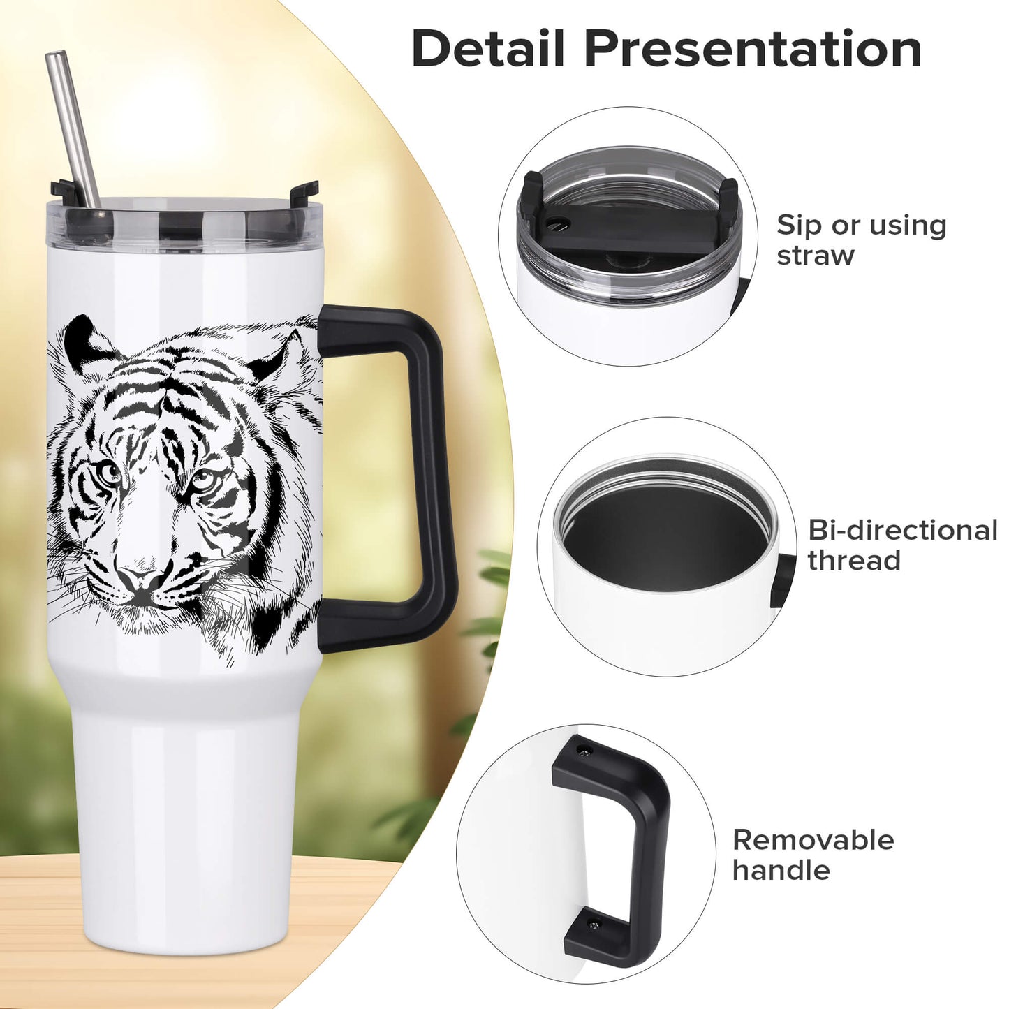 40 oz Sublimation Tumbler with Handle Bulk | 20 Pack